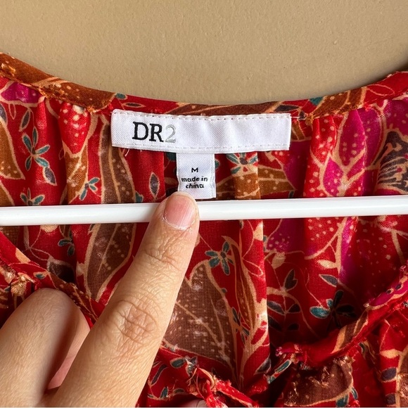 DR2 Sheer Floral Blouse - Size M - Boho Swiss Dot Casual - Picture 3 of 7